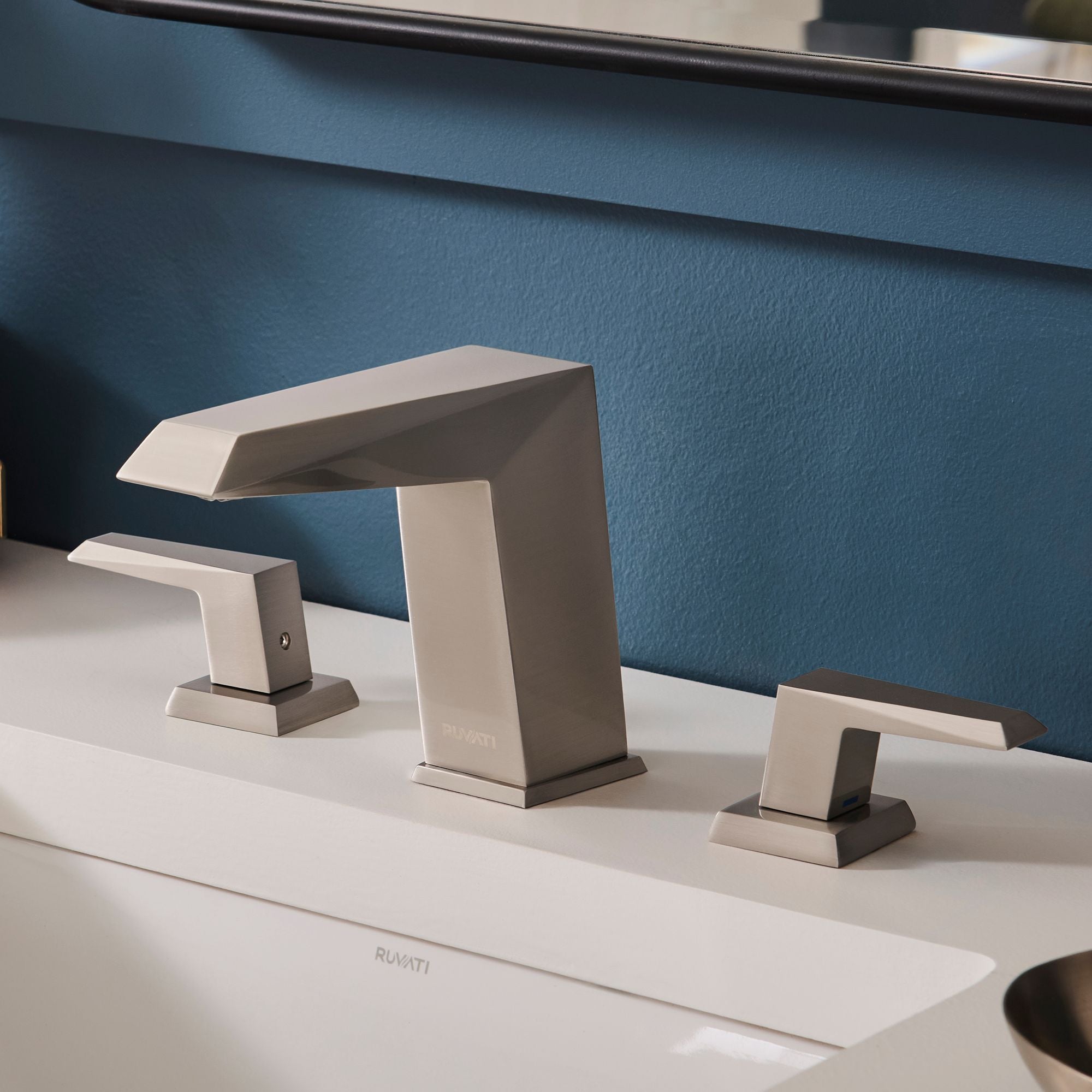 Ruvati Tropea Two Handle Widespread Bathroom Faucet Modern Sharp in Brushed Nickel Stainless - RVF5231BN