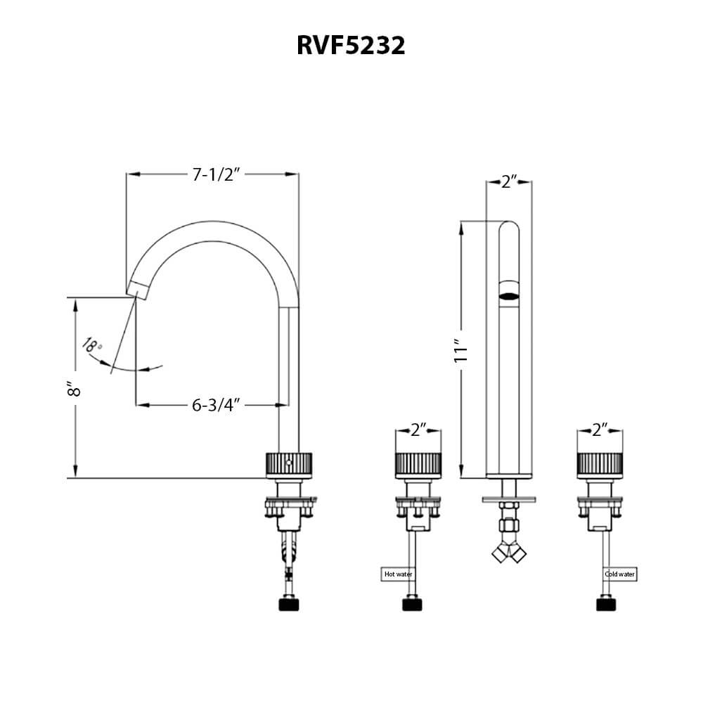 Ruvati Athena Two Handle Stone Marble Fluted Widespread Bathroom Faucet in Brushed Gold - RVF5232SG