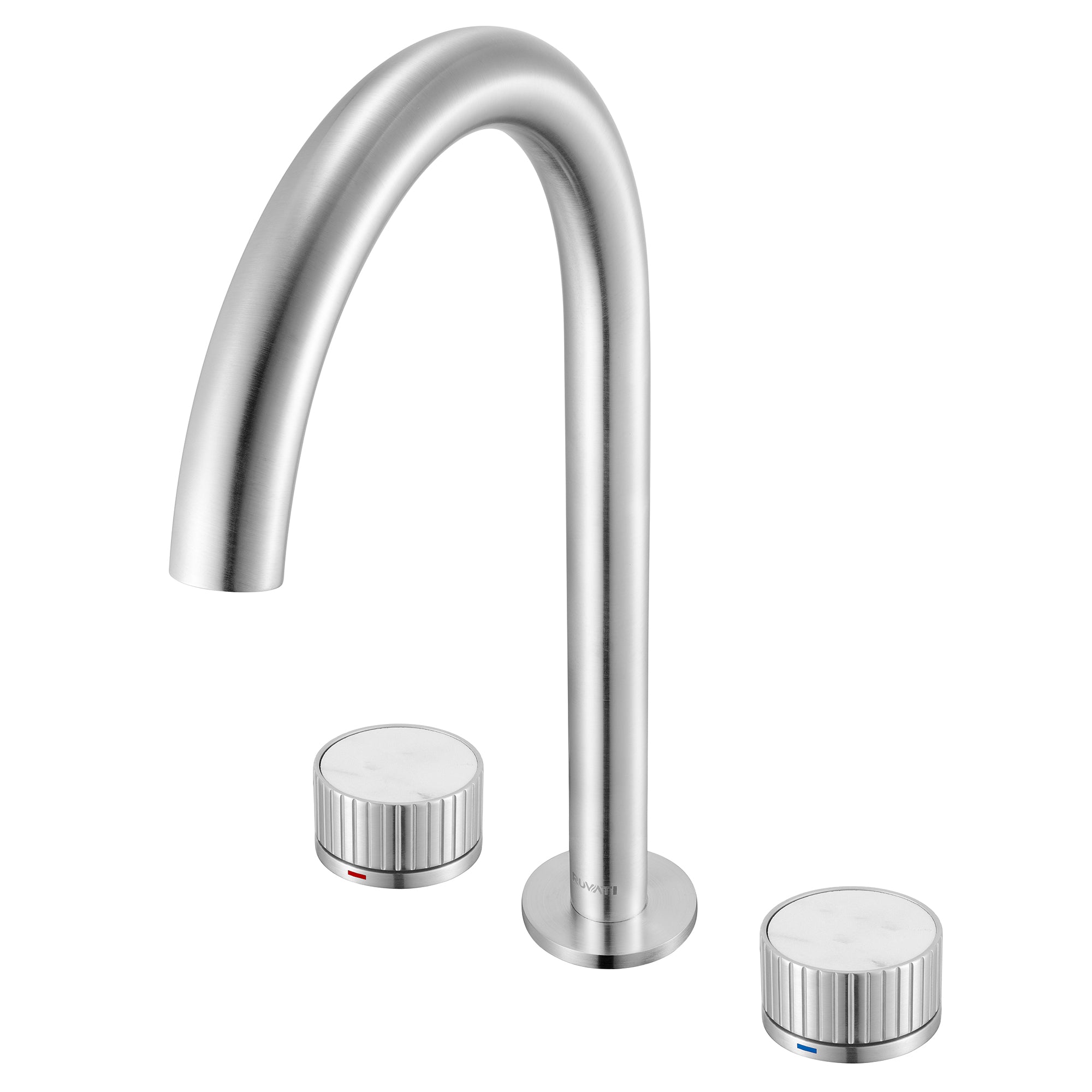 Ruvati Athena Two Handle Stone Marble Inlay Fluted Widespread Bathroom Faucet in Brushed Nickel Stainless - RVF5232BN - View 2
