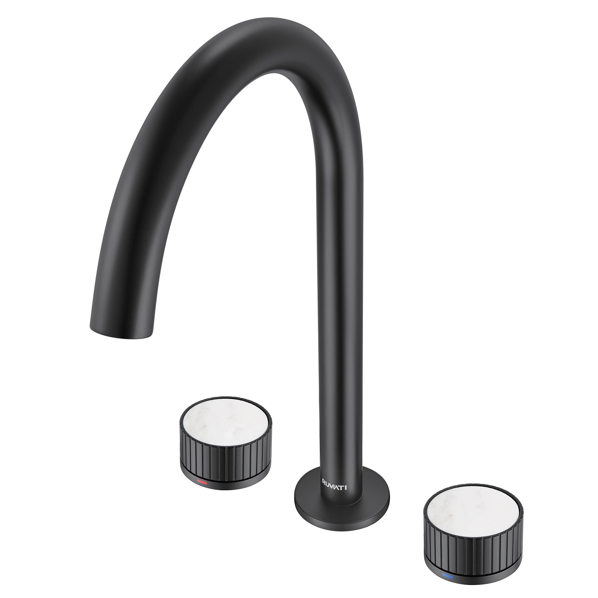 Ruvati Athena Two Handle Stone Marble Inlay Fluted Widespread Bathroom Faucet in Matte Black- RVF5232MB - View 2