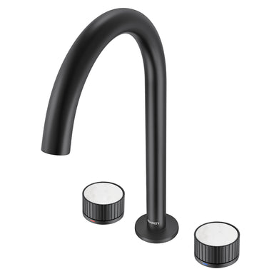 Ruvati Athena Two Handle Stone Marble Inlay Fluted Widespread Bathroom Faucet in Matte Black- RVF5232MB - View 2