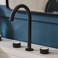 Ruvati Athena Stone Marble Inlay Fluted Widespread Bathroom Faucet in Matte Black