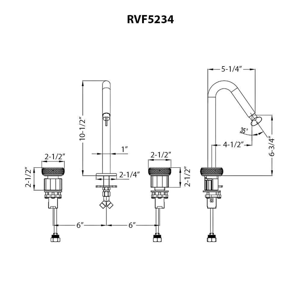Ruvati Chrono Two Handle Watch Mechanism Luxury Widespread Bathroom Faucet in Brushed Gold- RVF5234SG
