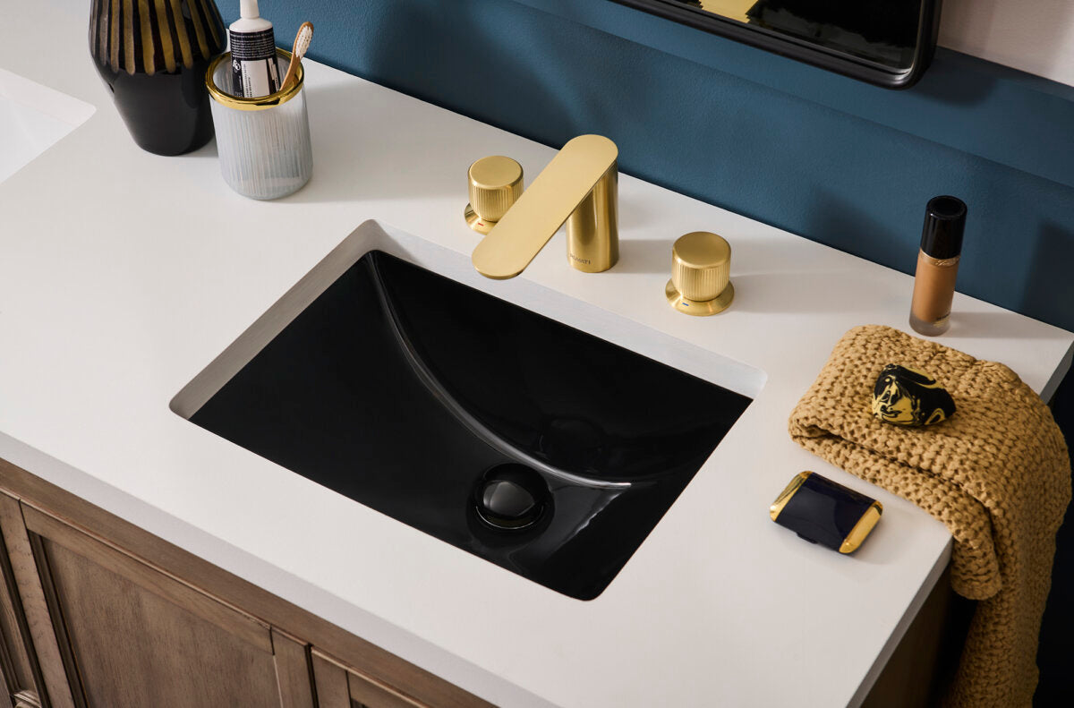 Ruvati Fabio Two Handle Widespread Textured Luxury Knob Bathroom Faucet in Brushed Gold - RVF5235SG