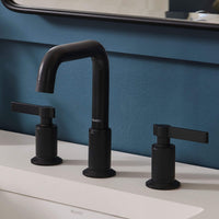 Ruvati Barolo Two Handle Widespread Modern Luxury Bathroom Faucet in Matte Black
