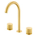 Ruvati Fabio Two Handle Widespread Textured Knob Arc Round Neck Bathroom Faucet in Brushed Gold - RVF5238SG - View 2