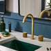 Ruvati Fabio Two Handle Widespread Textured Knob Arc Round Neck Bathroom Faucet in Brushed Gold - RVF5238SG