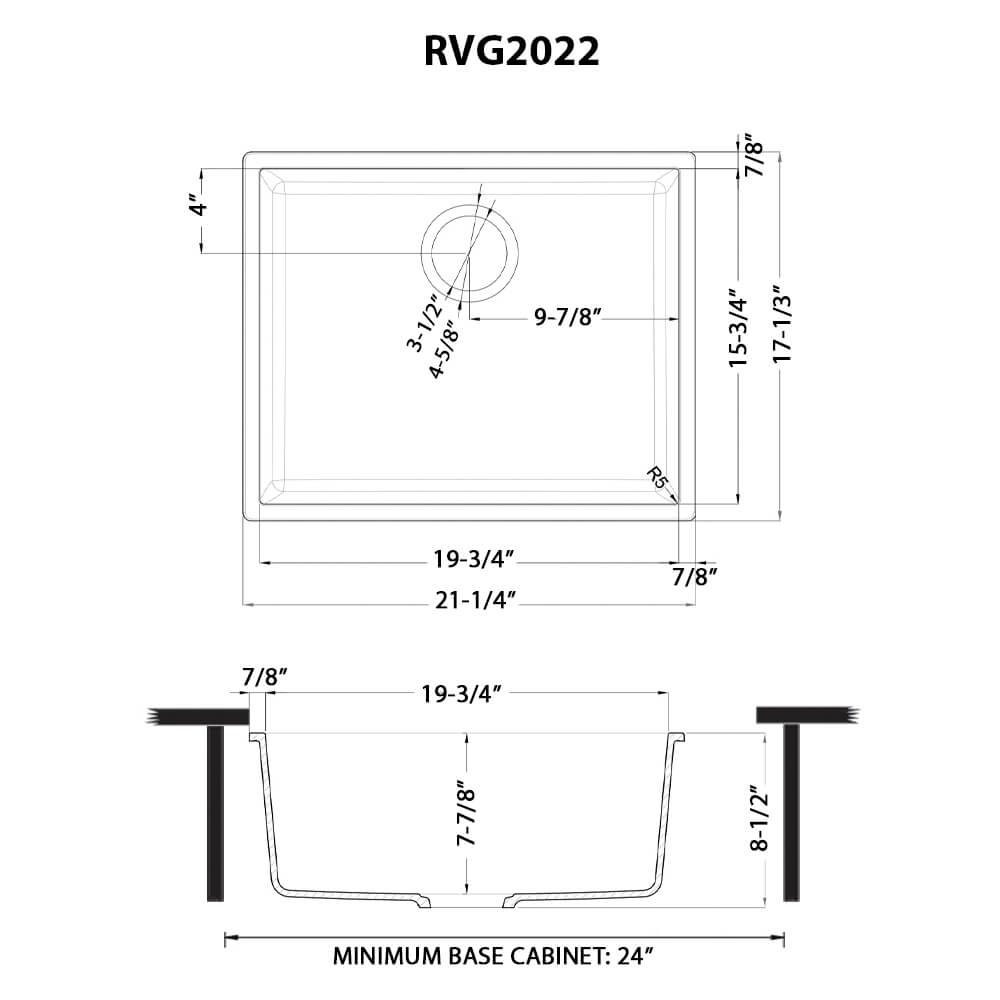 Ruvati 21" White Composite Single Bowl Undermout Kitchen Sink