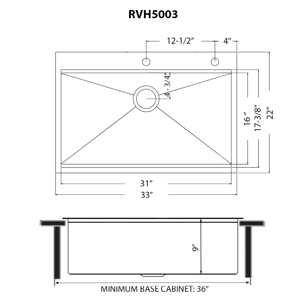 Ruvati 33" x 22" Topmount Workstation Matte Gold Stainless Kitchen Sink