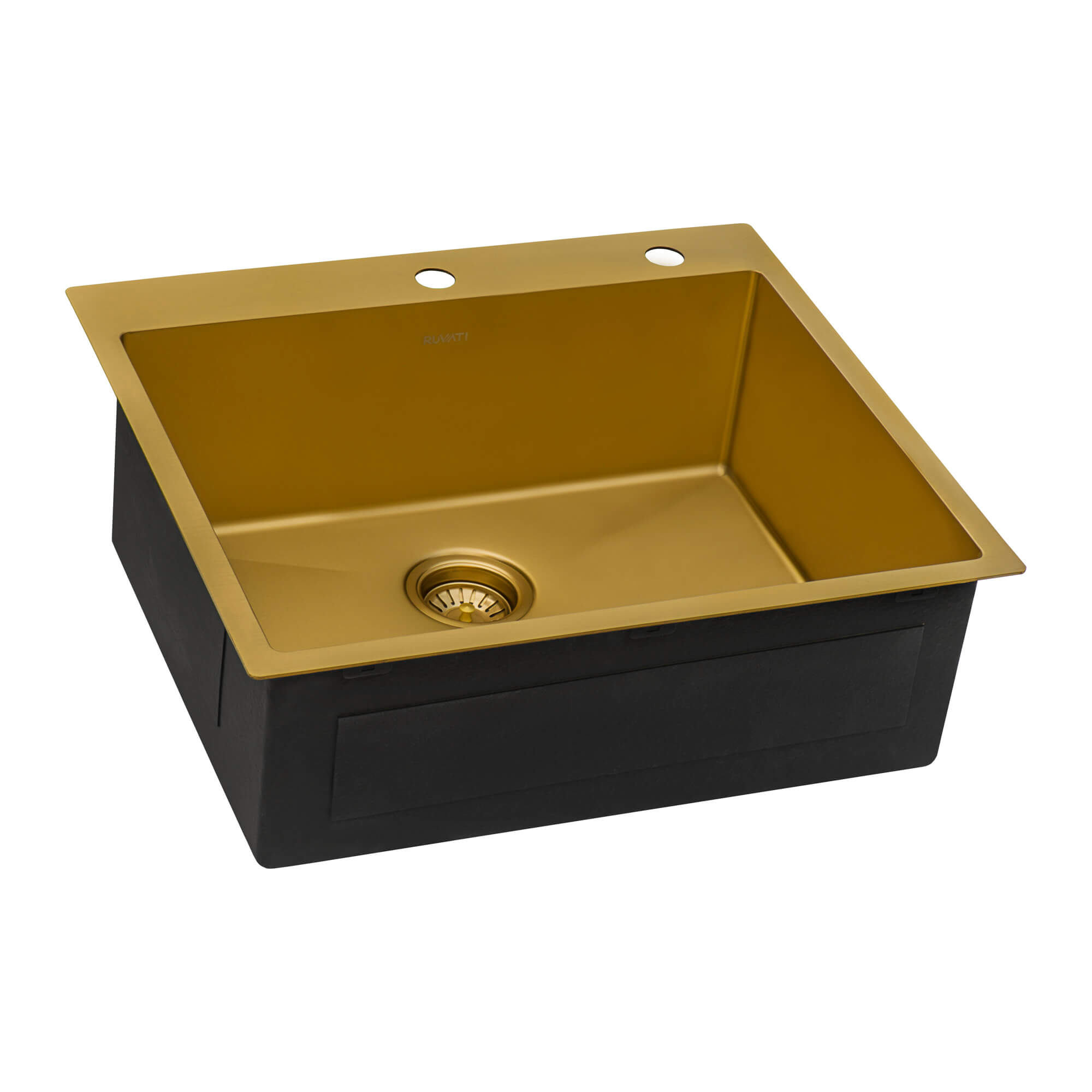 Ruvati 25" Brass Matte Gold  Single Bowl Topmount Kitchen Sink