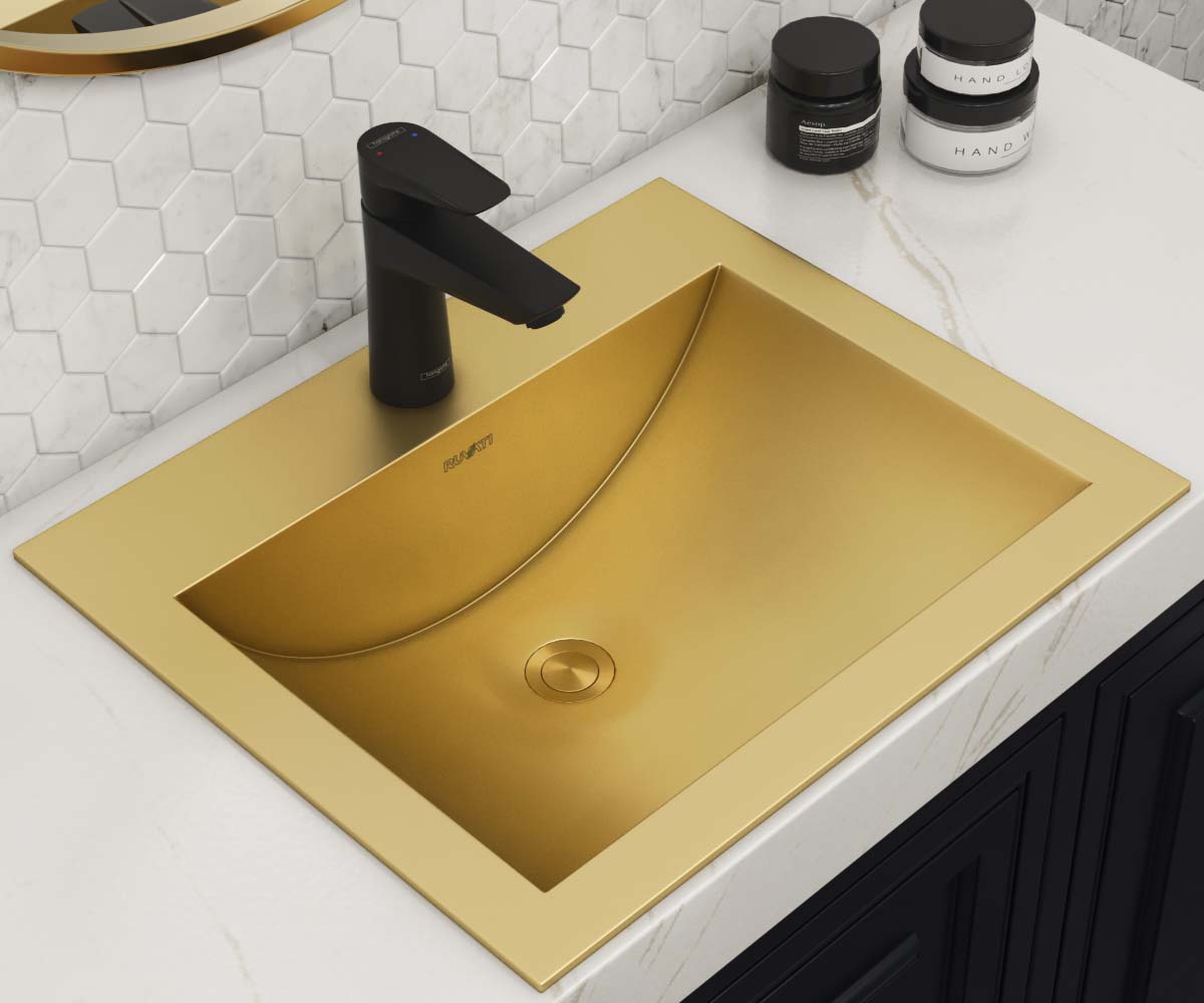 Ruvati 21" x 17" Topmount Brushed Gold Stainless Steel Bathroom Sink