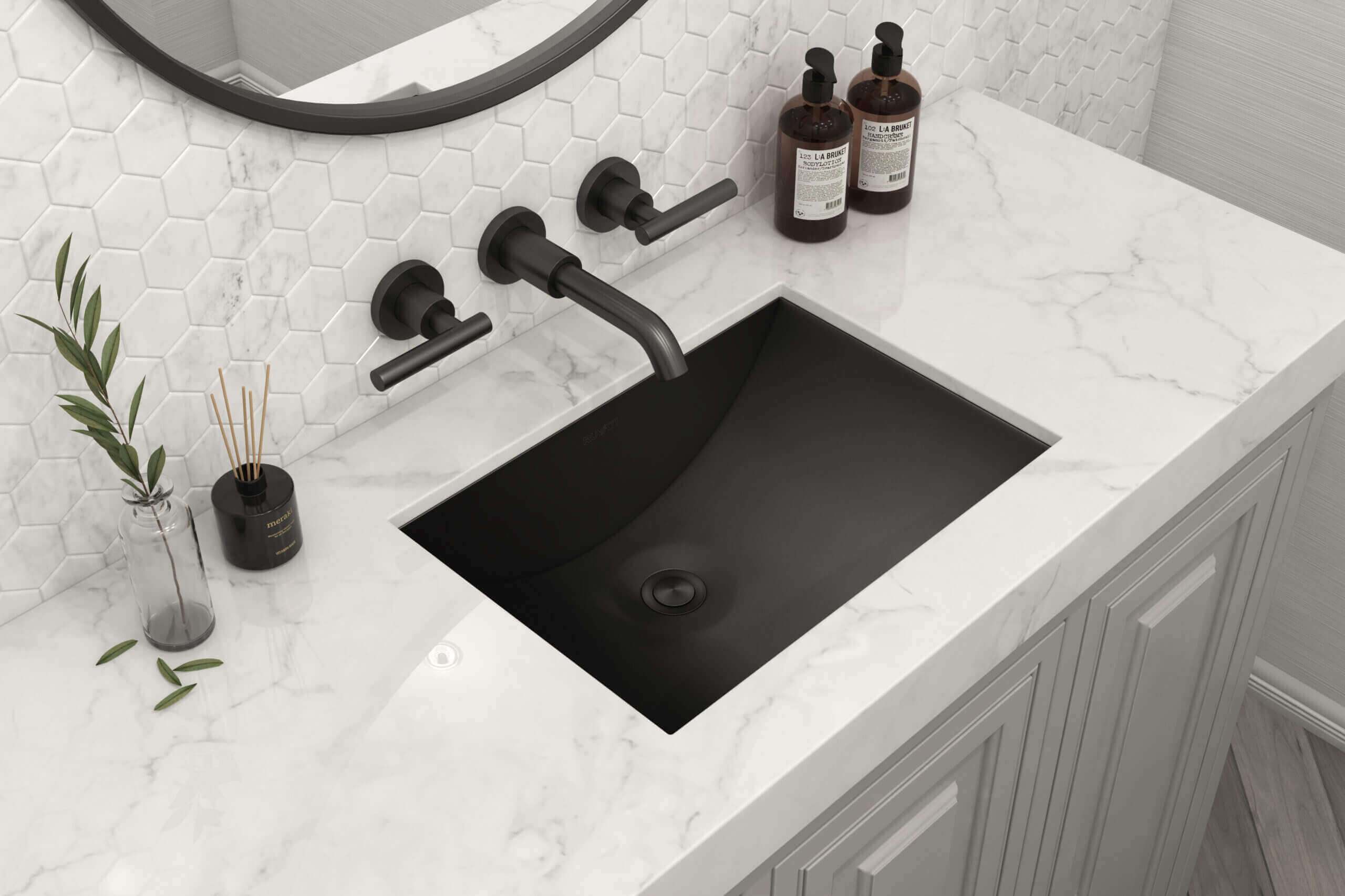 Ruvati 16 x 13" Gunmetal Undermount Bathroom Sink Stainless Steel