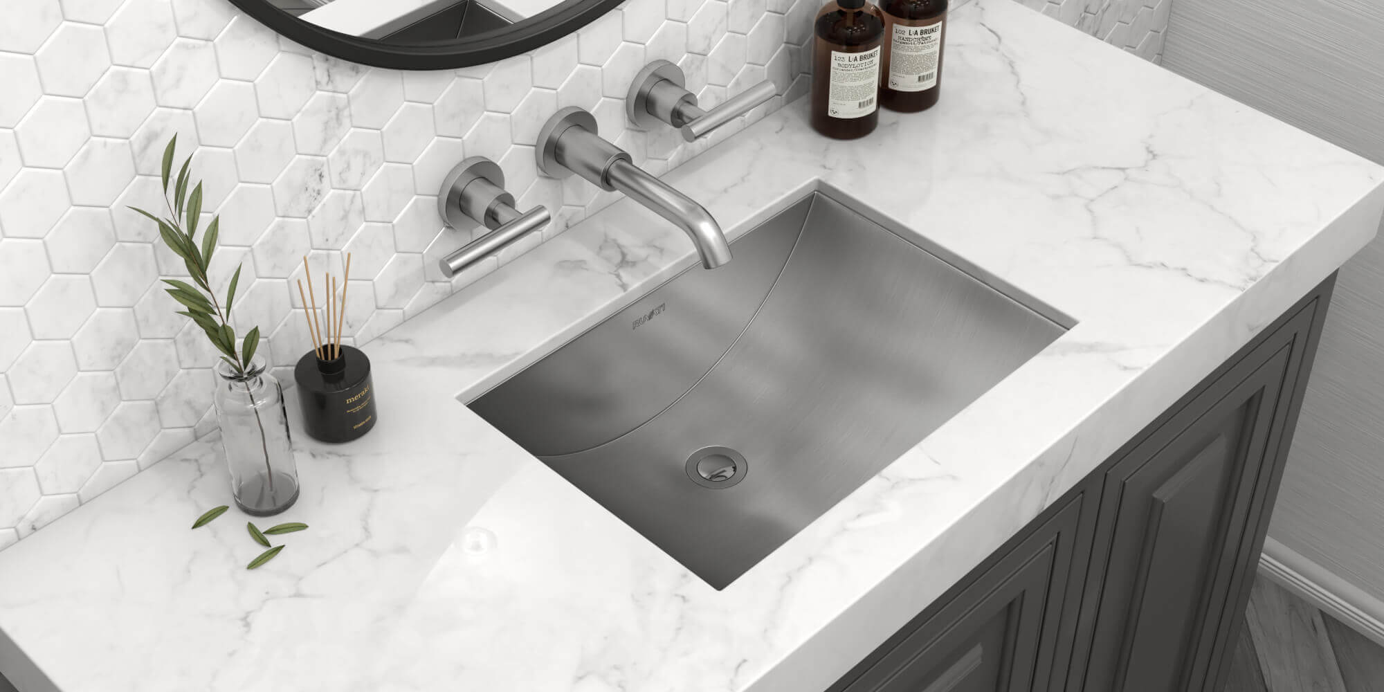 Ruvati 16 x 13" Brushed Stainless Steel Undermount Rectangular Bathroom Sink