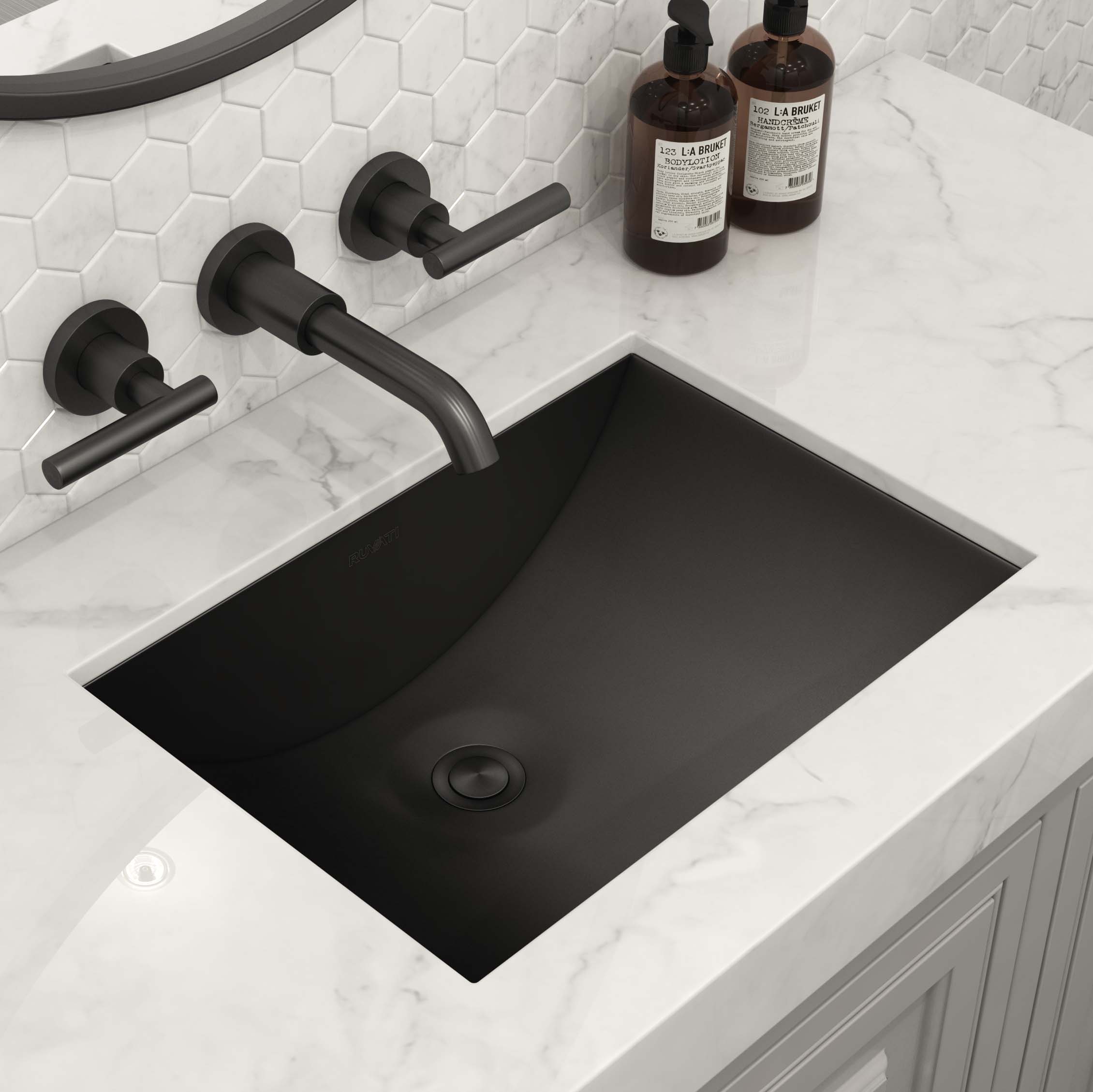 Ruvati 18" x 13" Undermount Gunmetal Rectangular Stainless Steel Bathroom Sink
