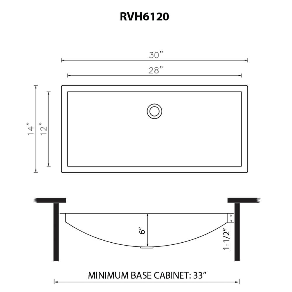 Ruvati 30 x 14" Gunmetal Stainless Steel Undermount Rectangular Bathroom Sink