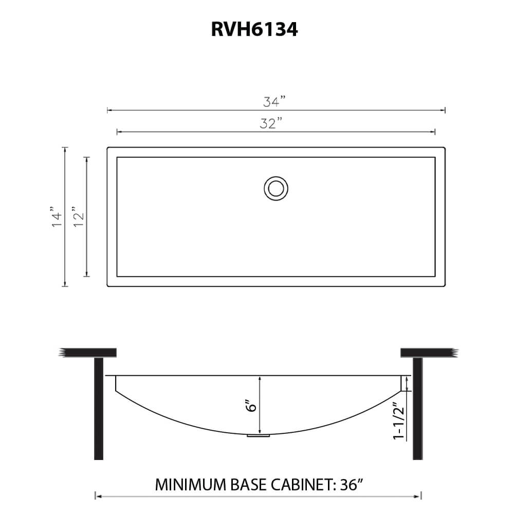 Ruvati 34 x 14" Brushed Golden Brass Undermount Rectangular Bathroom Sink