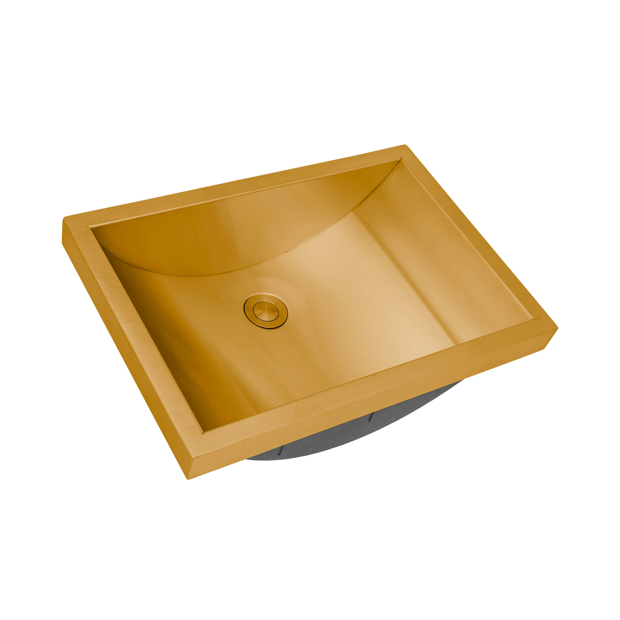 Ruvati 20 x 14" Semi-Recessed Topmount Brushed Golden Brass Rectangular Bathroom Sink