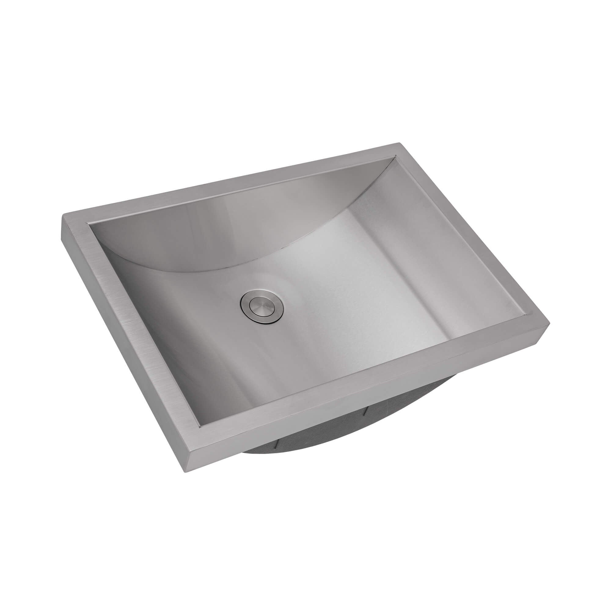 Ruvati 20 x 14" Semi-Recessed Topmount Brushed Stainless Steel Rectangular Bathroom Sink