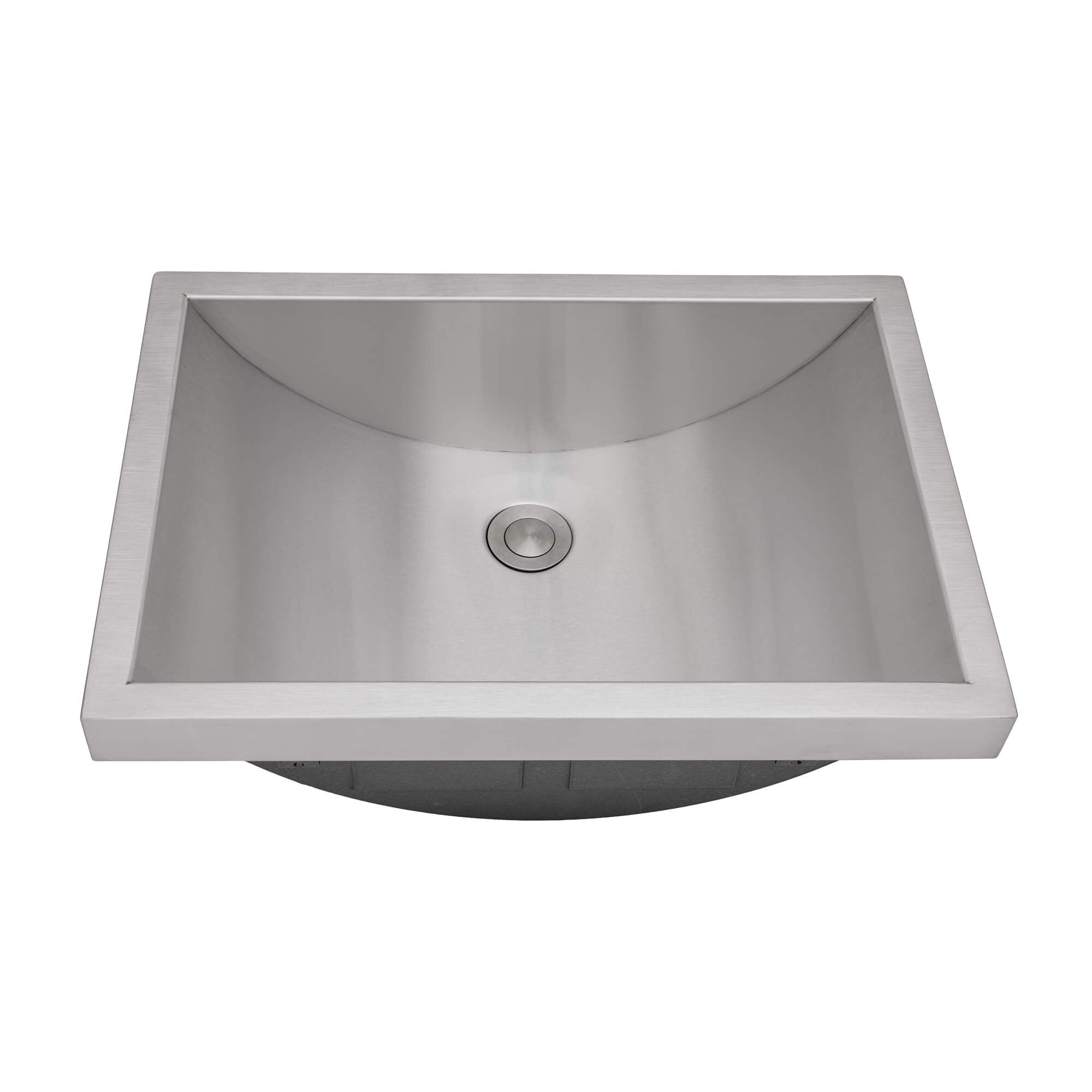 Ruvati 20 x 14" Semi-Recessed Topmount Brushed Stainless Steel Rectangular Bathroom Sink