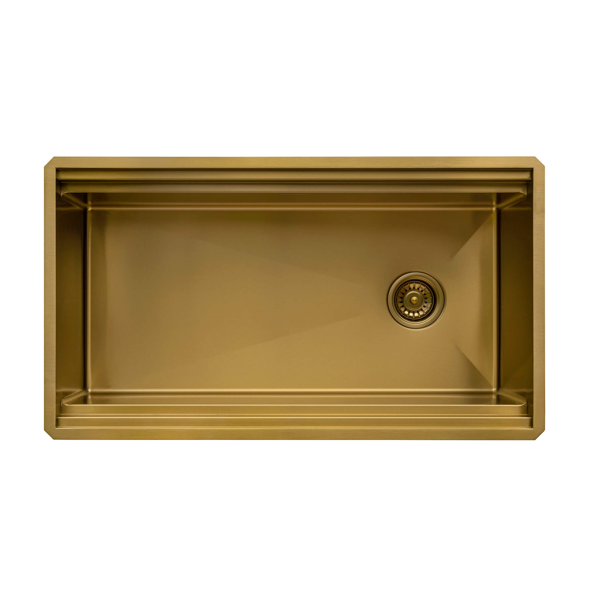 Ruvati 33" Matte Gold Double Ledge Small Radius Stainless Steel Workstation Kitchen Sink