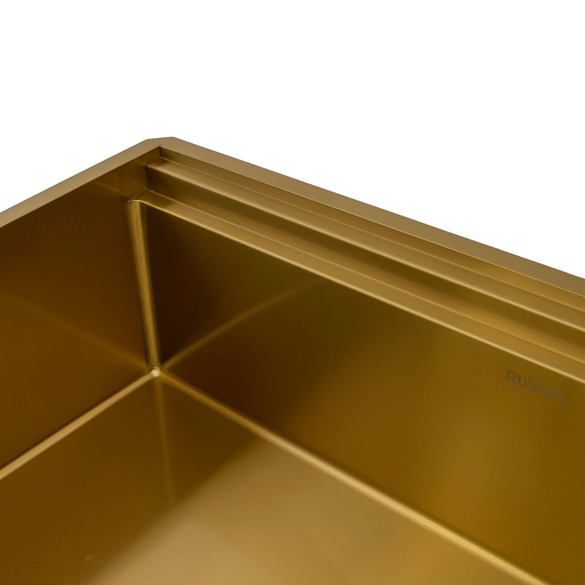 Ruvati 33" Matte Gold Double Ledge Small Radius Stainless Steel Workstation Kitchen Sink