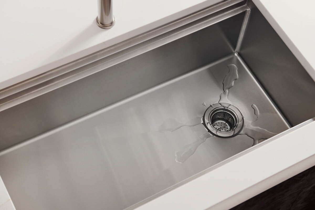 Ruvati 45" Workstation Two-Tiered Double Ledge Undermount 16 Gauge Stainless Steel Kitchen Sink