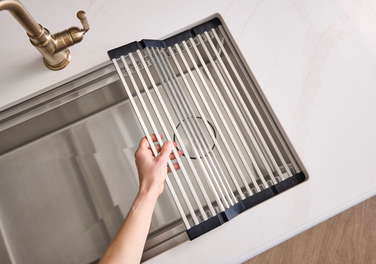 Ruvati 45" Workstation Two-Tiered Double Ledge Undermount 16 Gauge Stainless Steel Kitchen Sink
