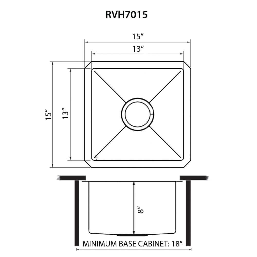 Ruvati 15" Undermount 16 Gauge Gunmetal  Bar Prep Sink