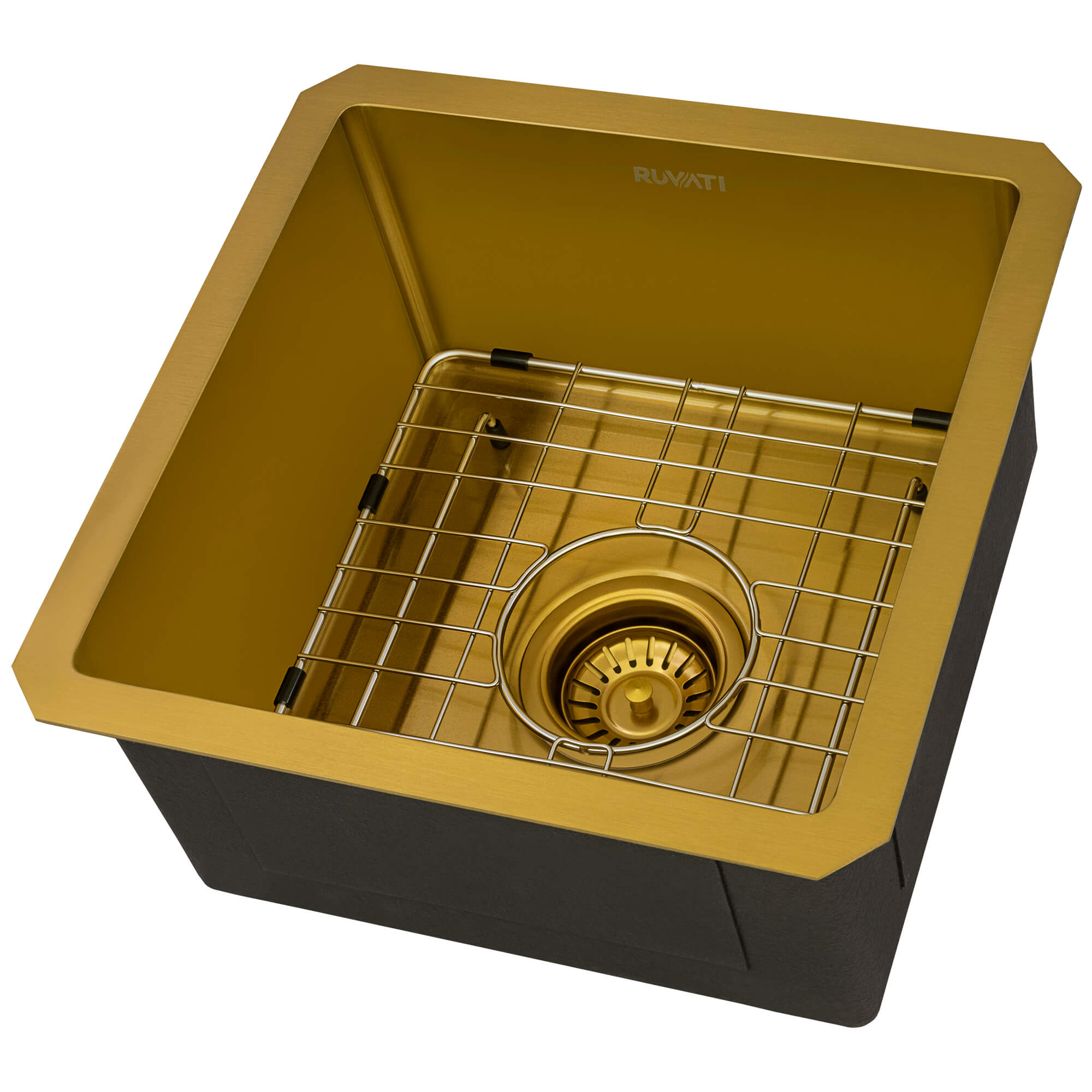 Ruvati 15" Undermount 16 Gauge Matte Gold Bar Prep Sink