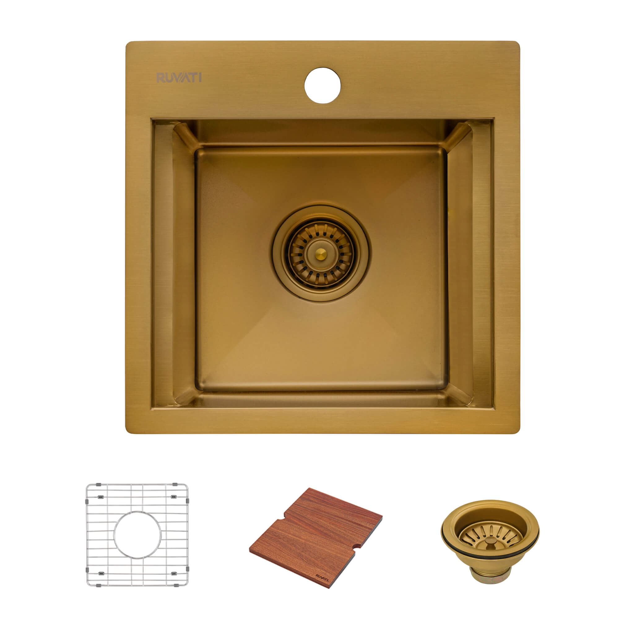 Ruvati 15" Topmount Matte Gold Stainless Steel Workstation Wet Bar Sink