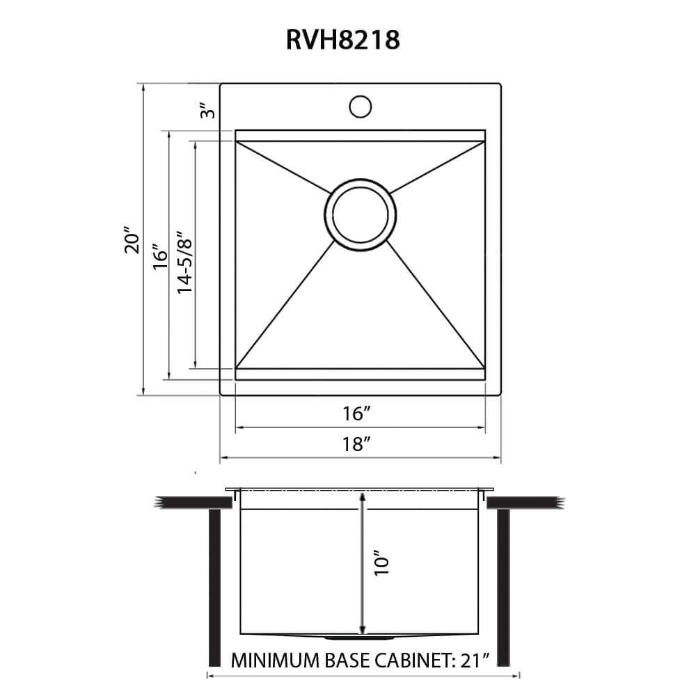 Ruvati 18 x 20" RV Camper Stainless Steel Workstation Topmount Bar Prep Sink