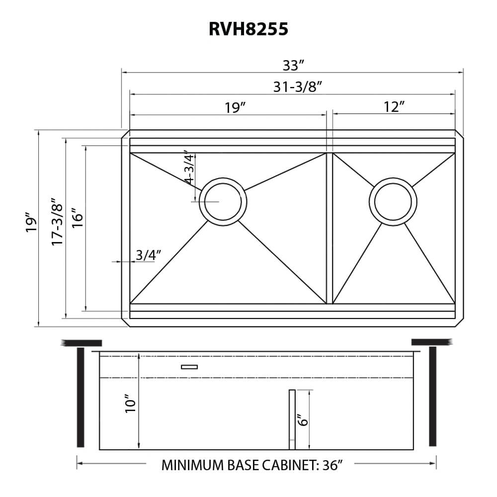 Ruvati 33" Workstation Dual Tier Double Bowl Low Divide Undermount Stainless Kitchen Sink