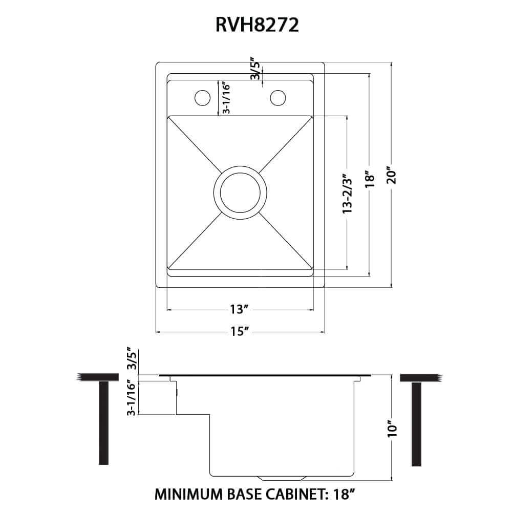 Ruvati 15" Gunmetal Stainless Steel RV Sink With Concealed Faucet and Soap Dispenser