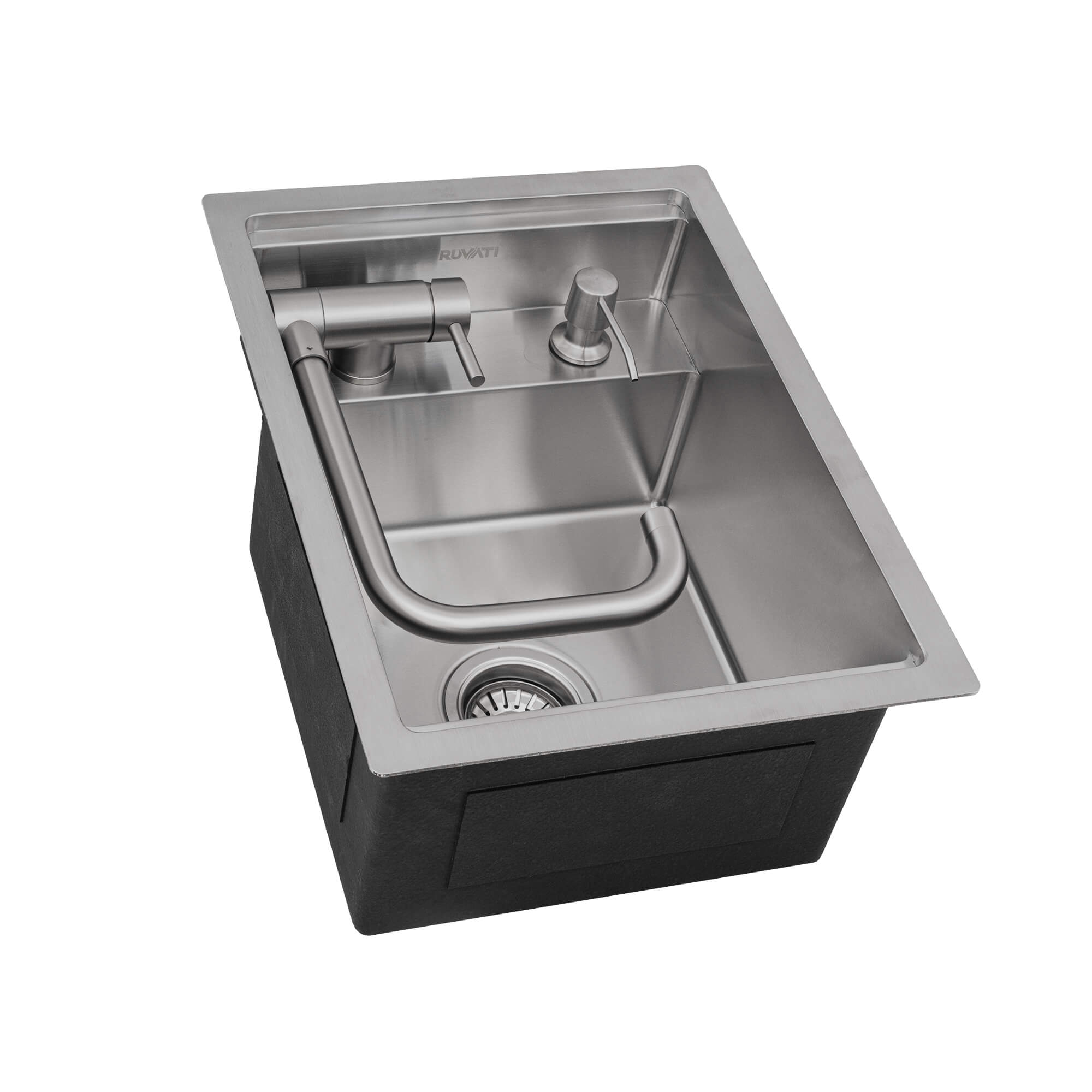 Ruvati 15" Stainless Steel RV Sink With Concealed Faucet and Soap Dispenser