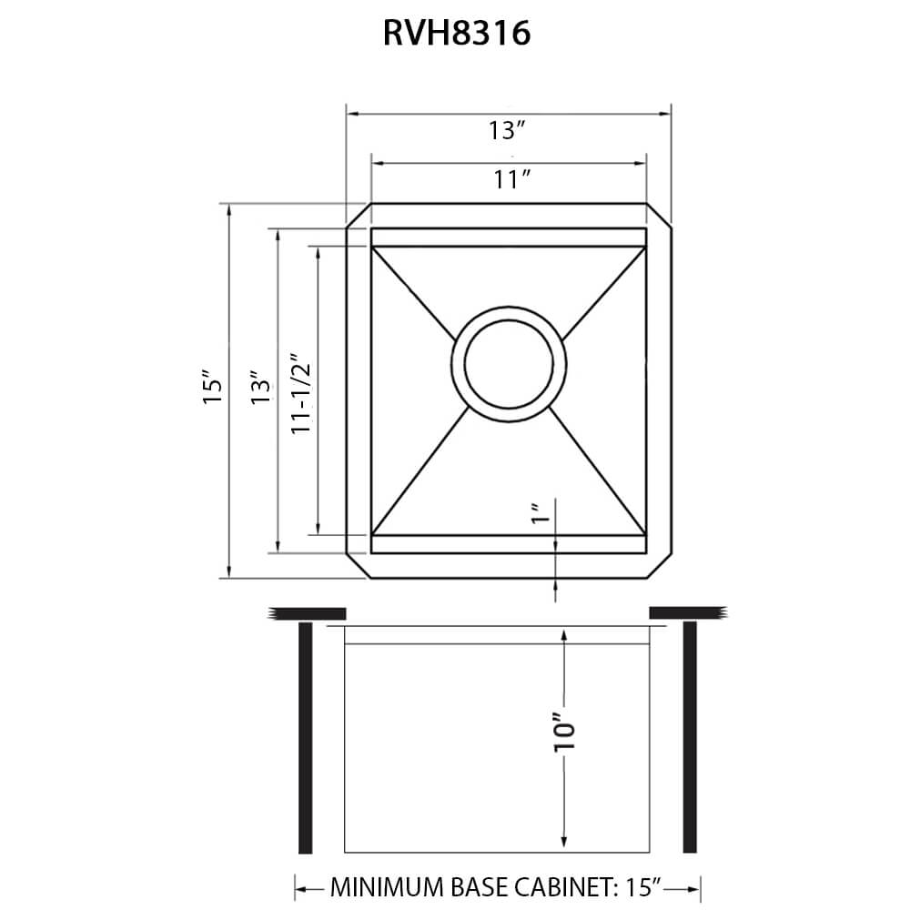 Ruvati 13" Undermount Stainless Steel Single Bowl Workstation Bar Prep Sink with Cover