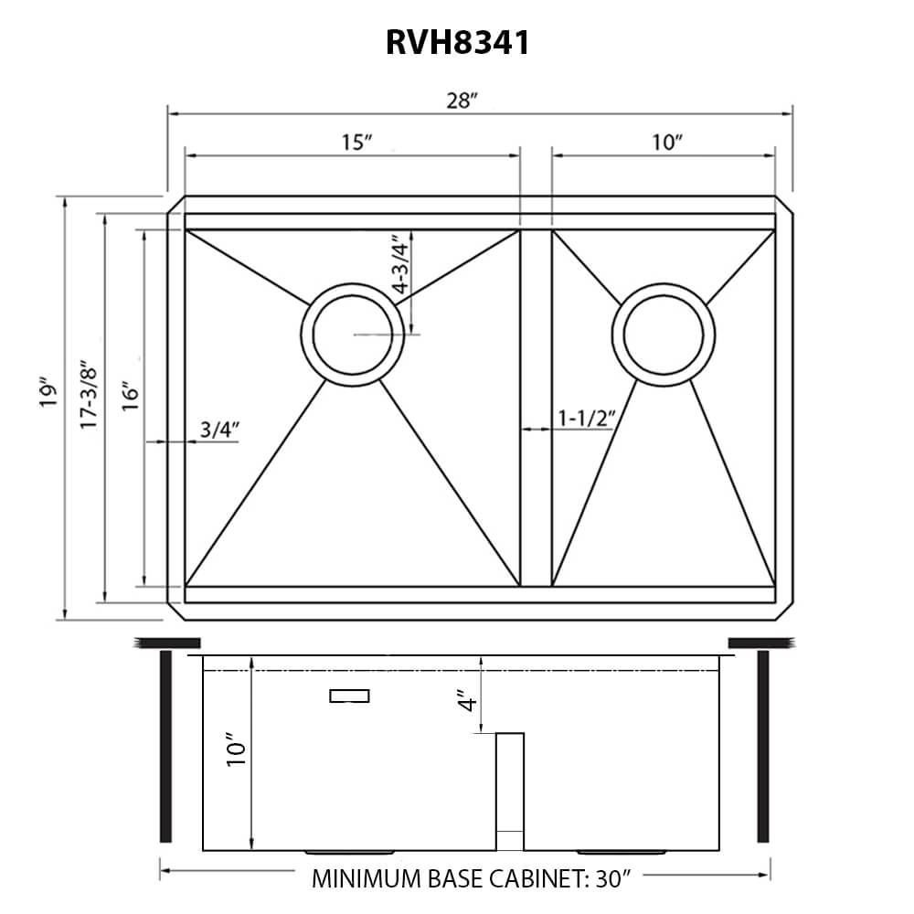 Ruvati 28" Undermount Workstation Low Divide 60/40 Kitchen Sink