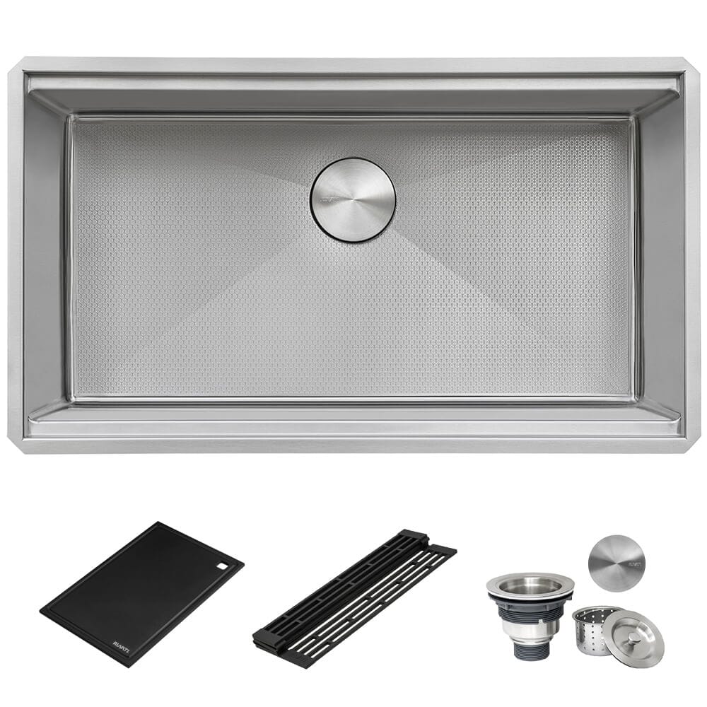 Ruvati 30" Workstation Scratch Resistant Hex Bottom Stainless Steel Kitchen Sink