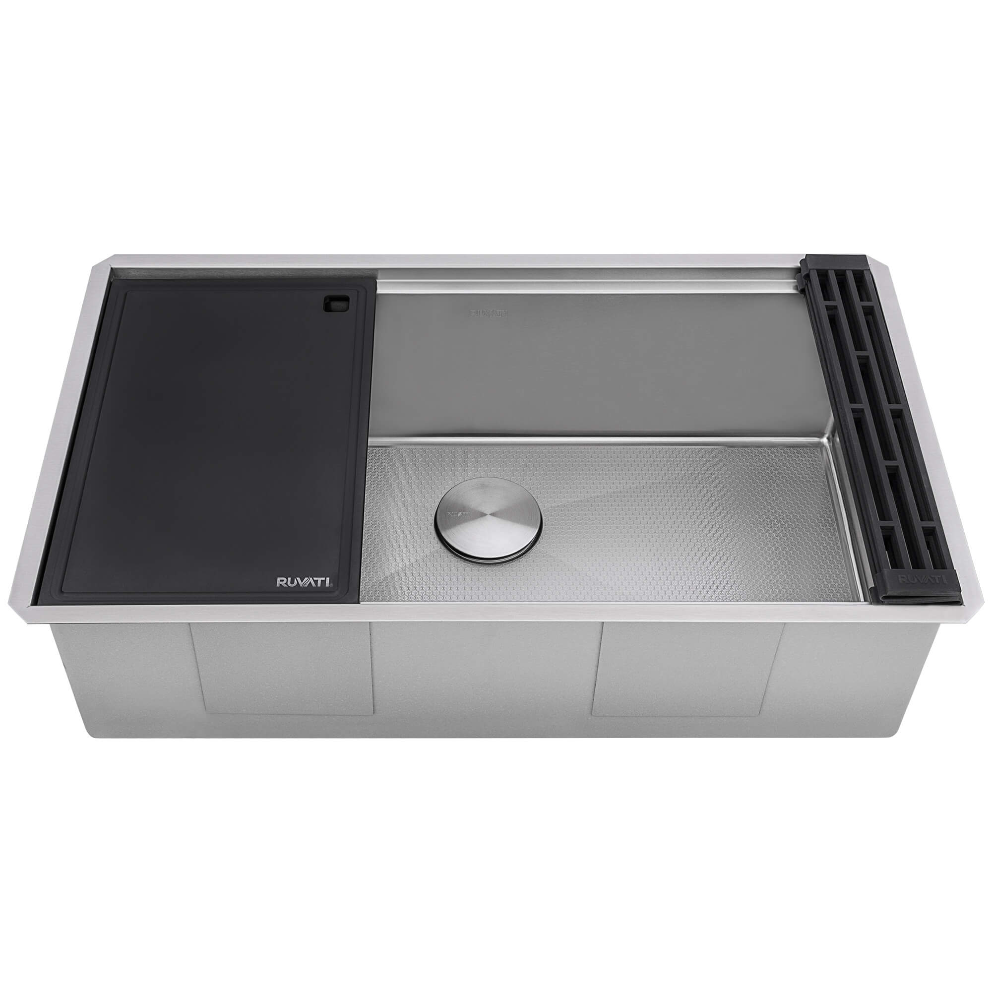 Ruvati 30" Workstation Scratch Resistant Hex Bottom Stainless Steel Kitchen Sink