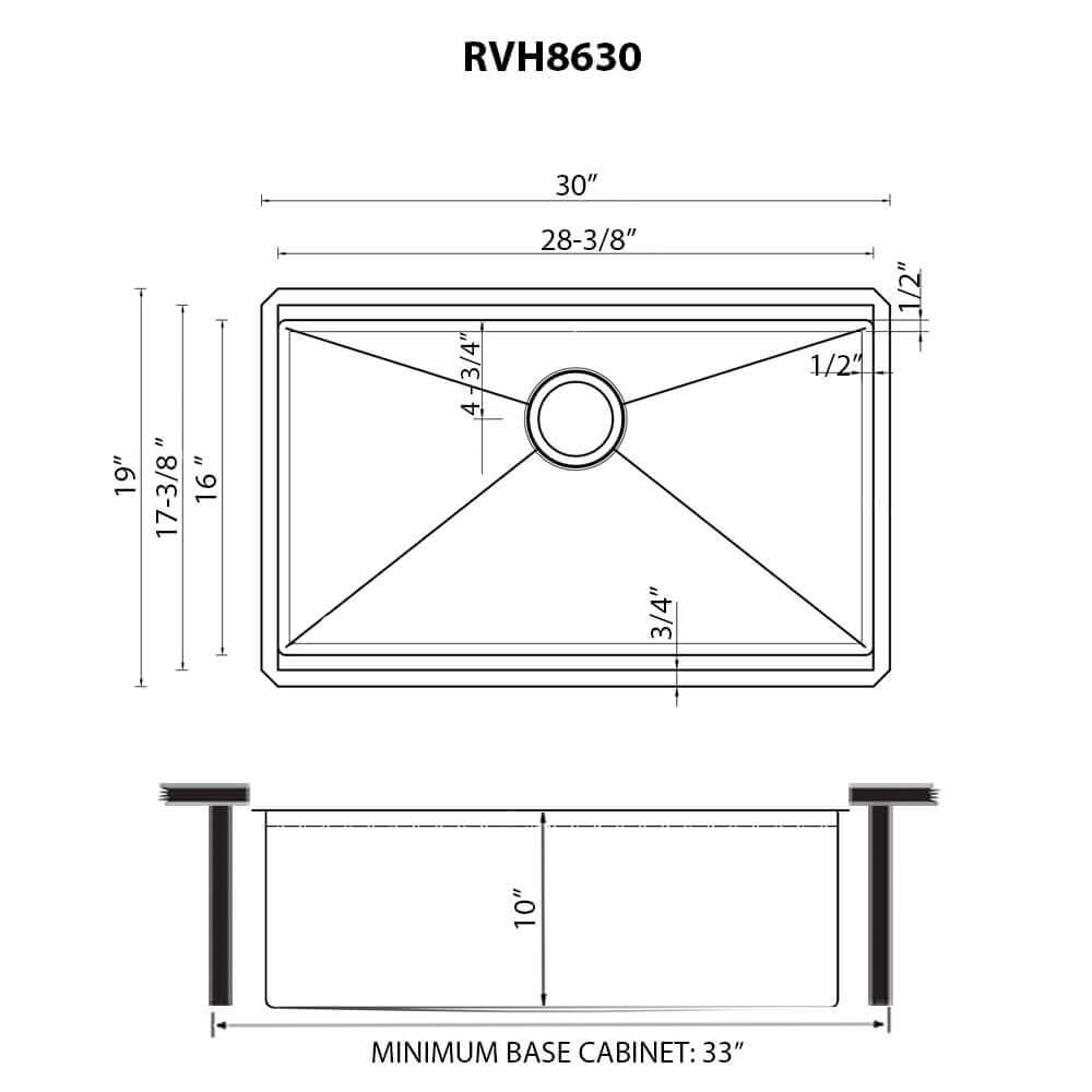 Ruvati 30" Workstation Scratch Resistant Hex Bottom Stainless Steel Kitchen Sink