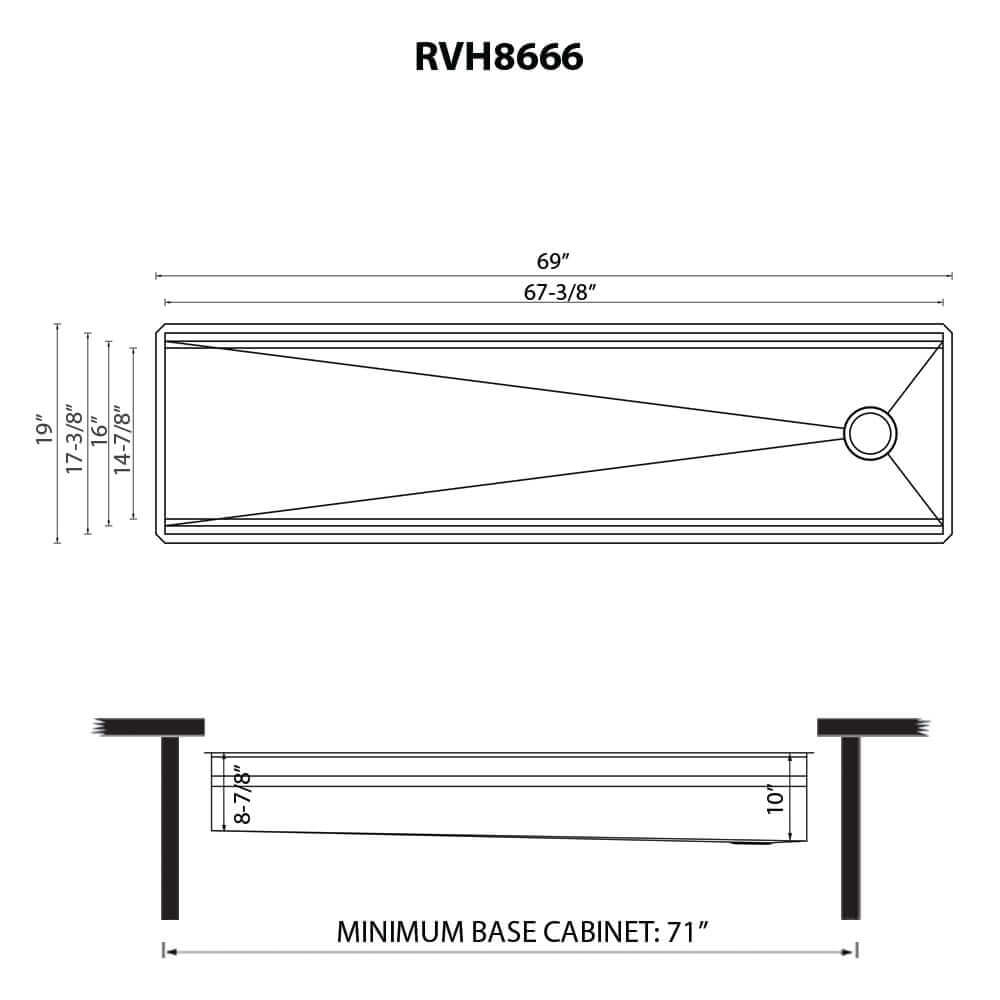 Ruvati 69" Undermount Two-Tiered Workstation Kitchen Sink | GIANT SINK