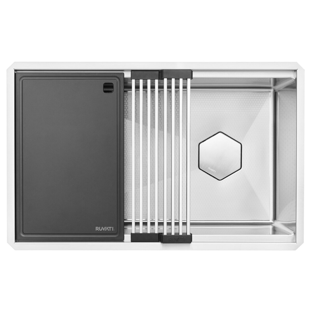 Ruvati 30" OSD Workstation Scratch Resistant Hex Bottom Stainless Steel Kitchen Sink