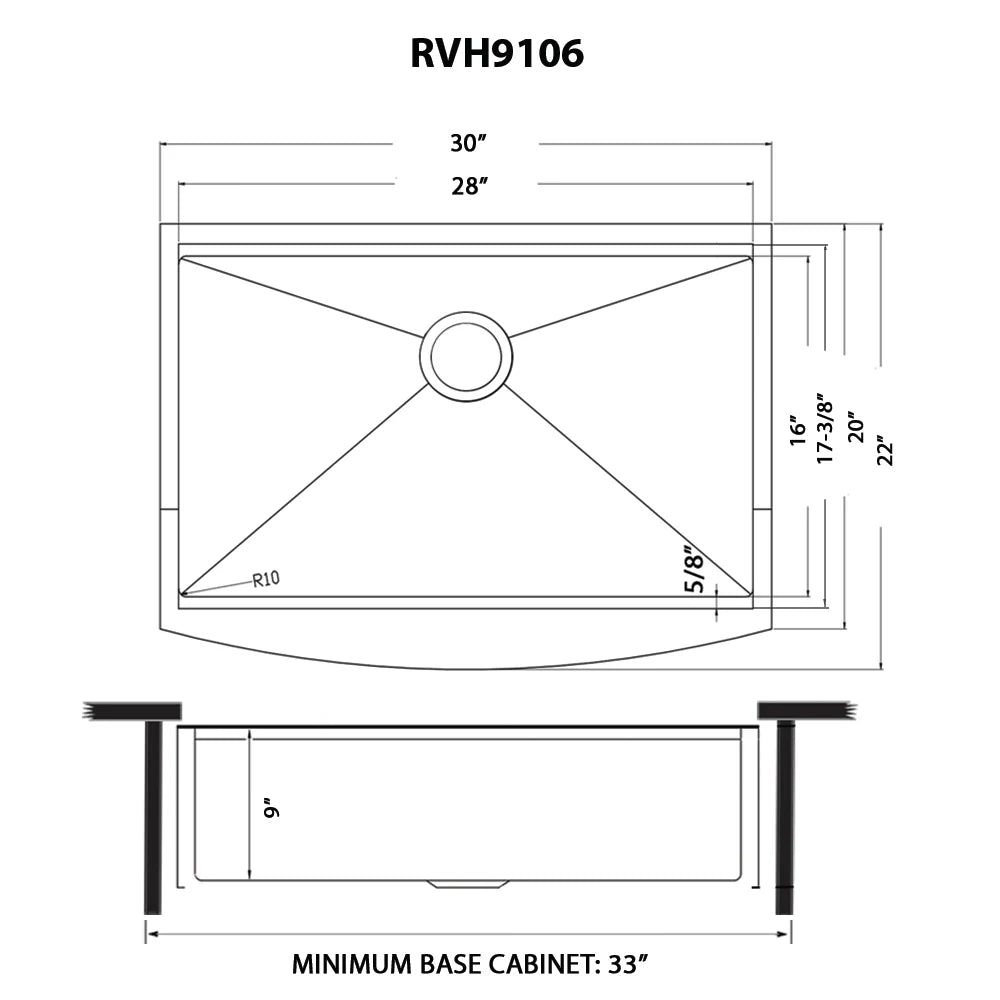 Ruvati 30" Gunmetal Workstation Apron Front Stainless Steel Kitchen Sink