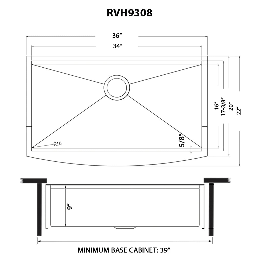 Ruvati 36" Gunmetal Workstation Apron Front Stainless Steel Kitchen Sink