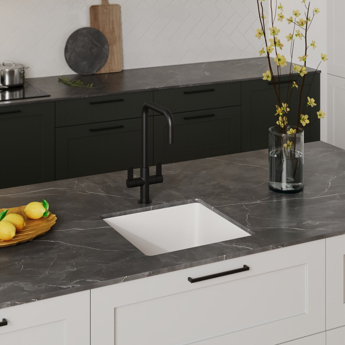 Ruvati 18" White Fireclay Kitchen Prep Sink | Made in Italy