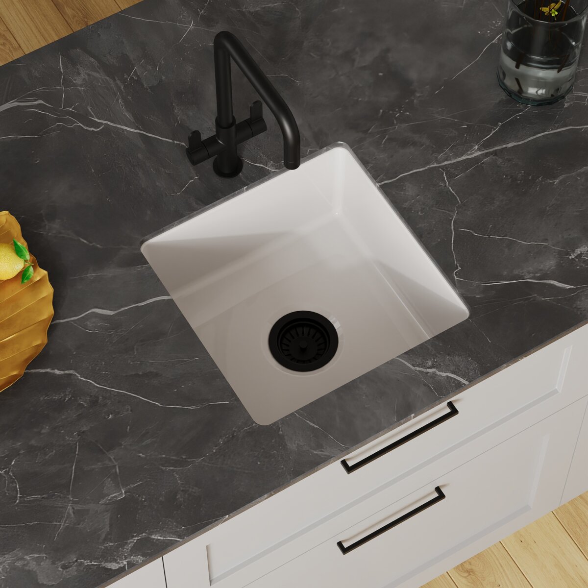 Ruvati 18" White Fireclay Kitchen Prep Sink | Made in Italy