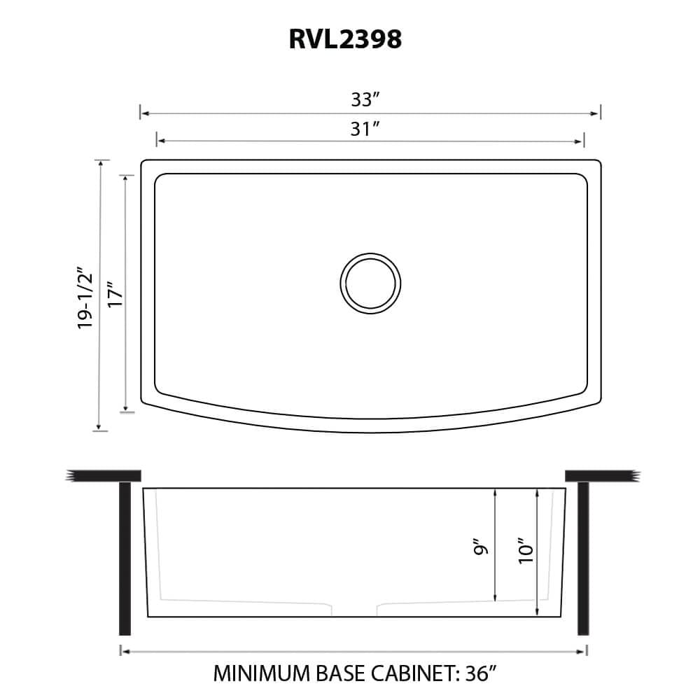 Ruvati 33" Bisque Fireclay Bow-Front Farmhouse Kitchen Sink