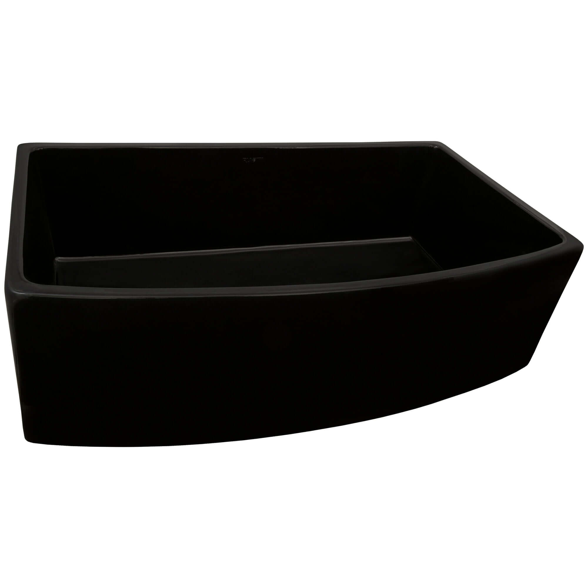 Ruvati 33" Black Fireclay Bow-Front Farmhouse Kitchen Sink