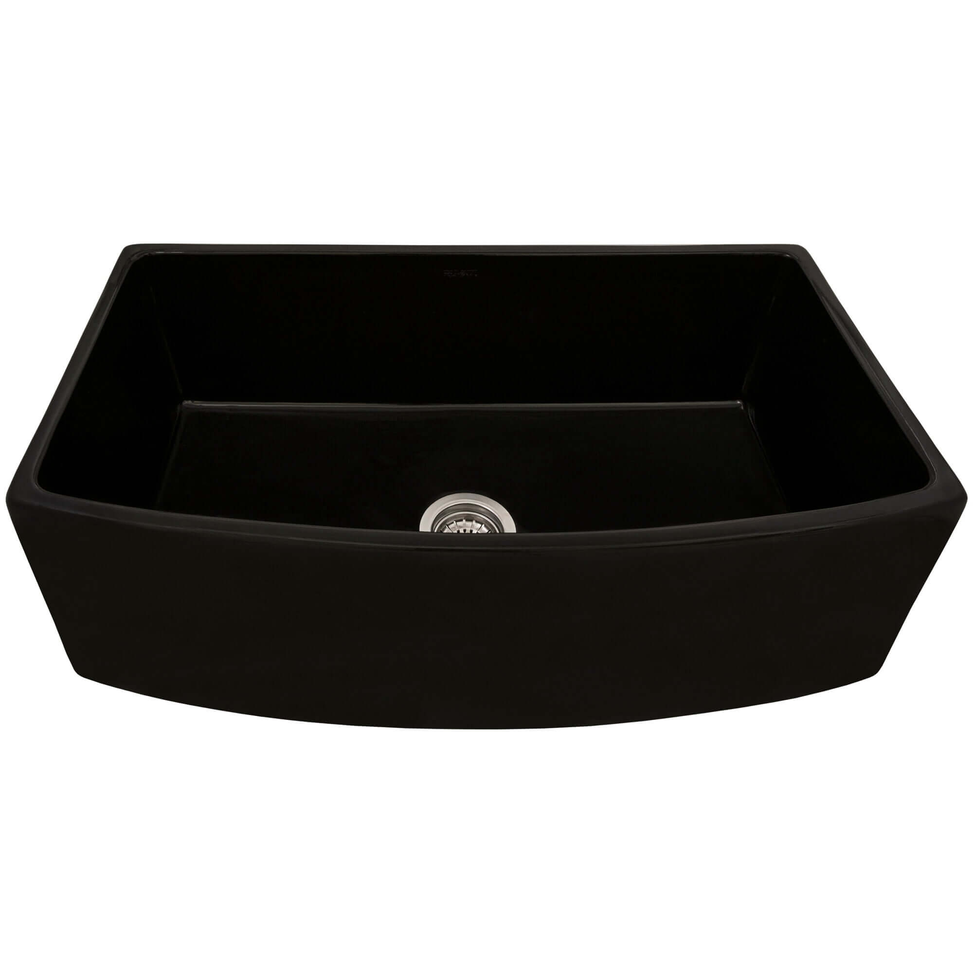 Ruvati 33" Black Fireclay Bow-Front Farmhouse Kitchen Sink