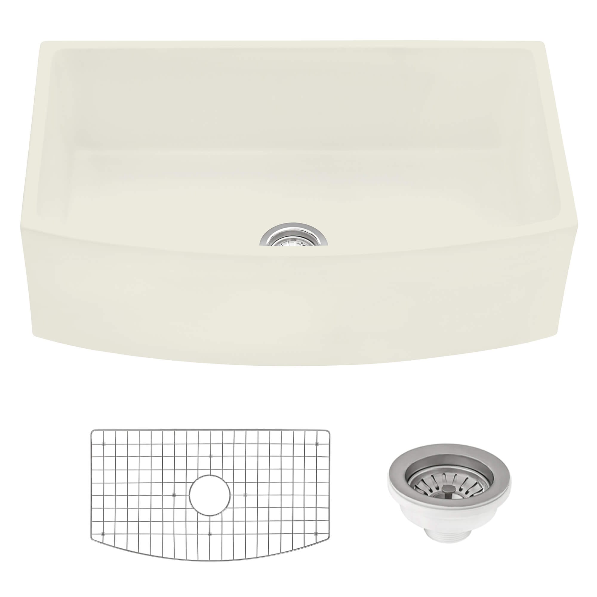 Ruvati 33" Bisque Fireclay Bow-Front Farmhouse Kitchen Sink