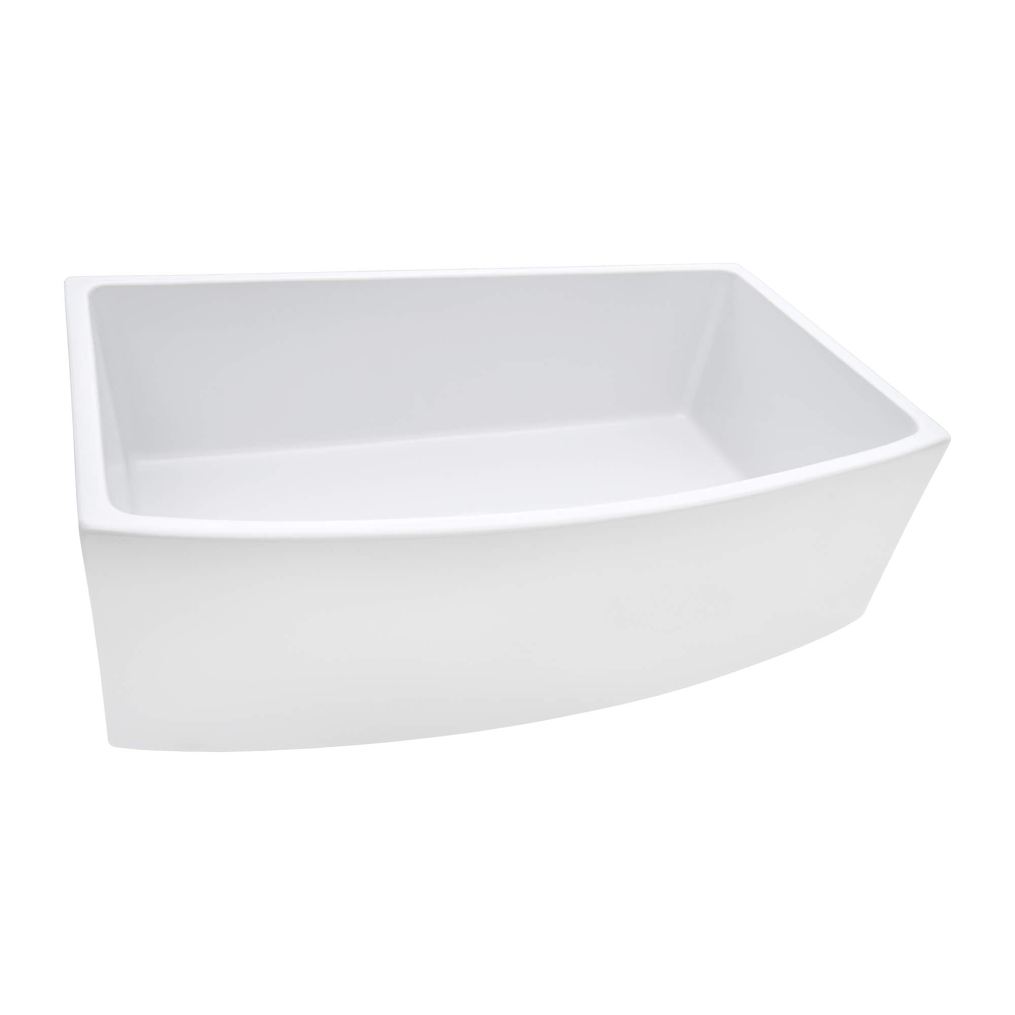 Ruvati 33" White Fireclay Bow-Front Farmhouse Kitchen Sink